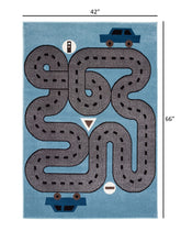 Blue Imaginative Racetrack Area Rug - 4’ x 6’