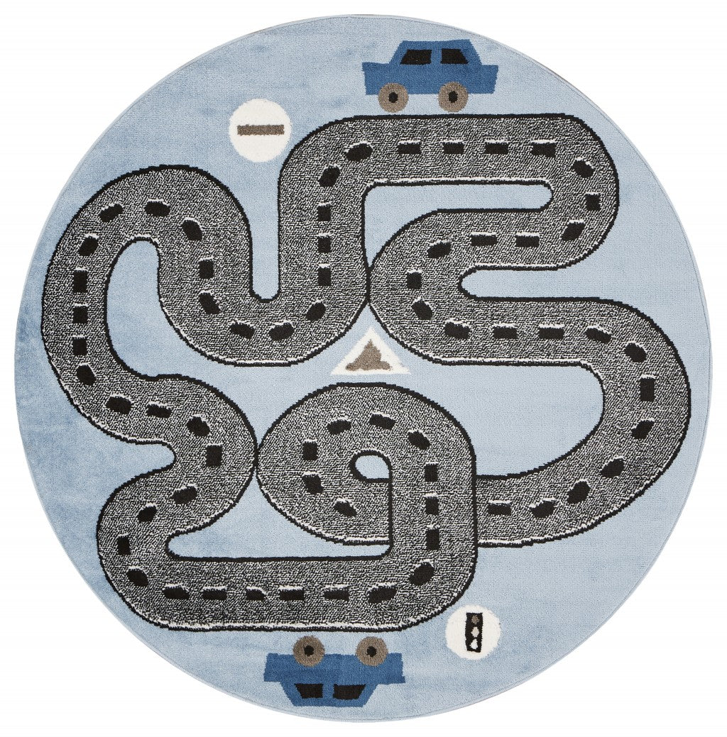 Blue Imaginative Racetrack Area Rug - 4’ x 6’