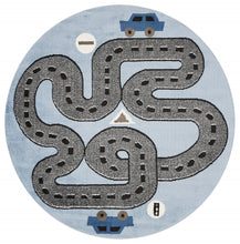 Blue Imaginative Racetrack Area Rug - 4’ x 6’