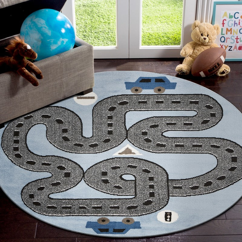 Blue Imaginative Racetrack Area Rug - 4’ x 6’