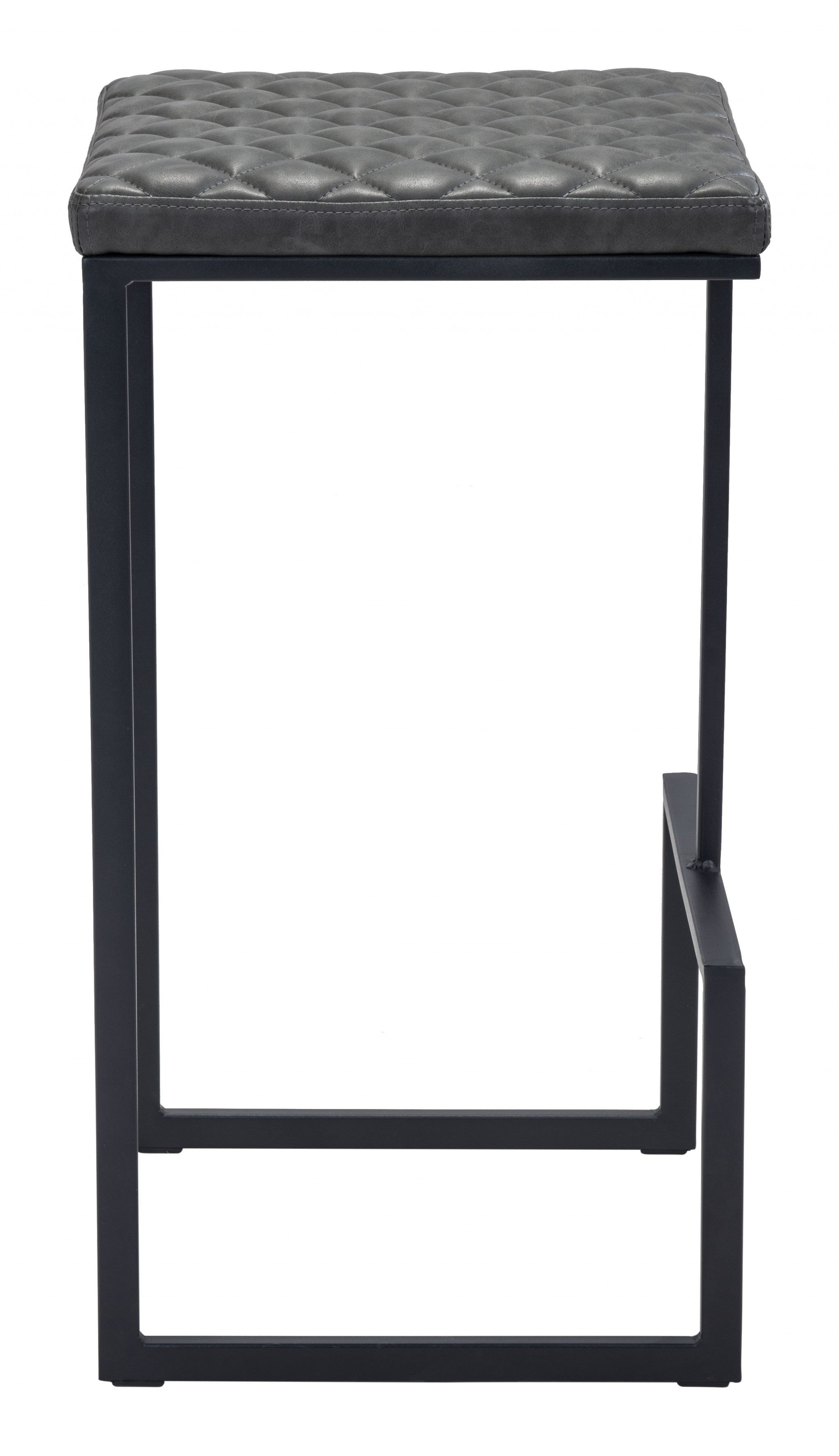 30" Gray And Black Steel Backless Bar Height Chair With Footrest