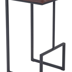 30" Brown And Black Steel Backless Bar Height Chair With Footrest