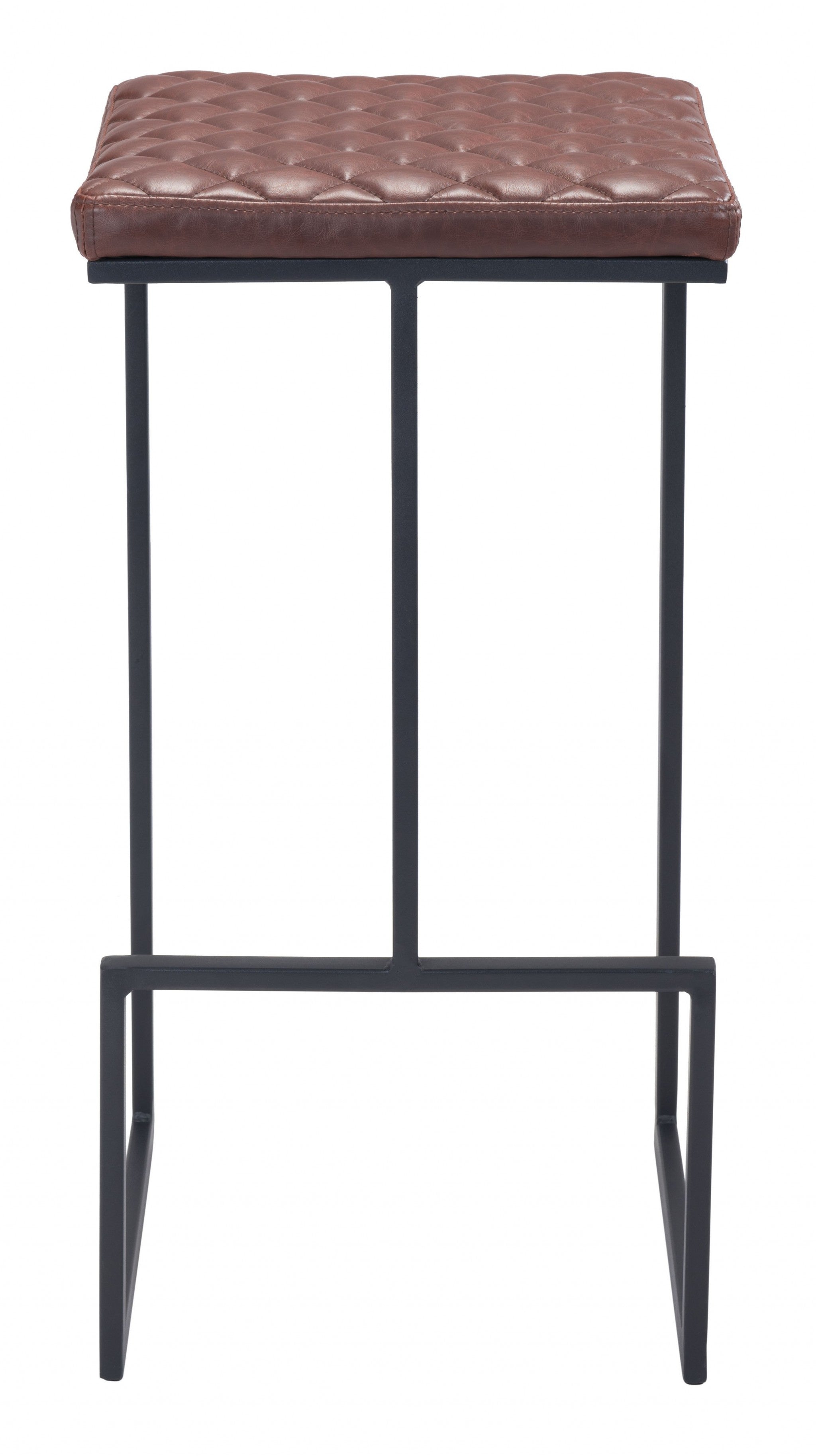 30" Brown And Black Steel Backless Bar Height Chair With Footrest