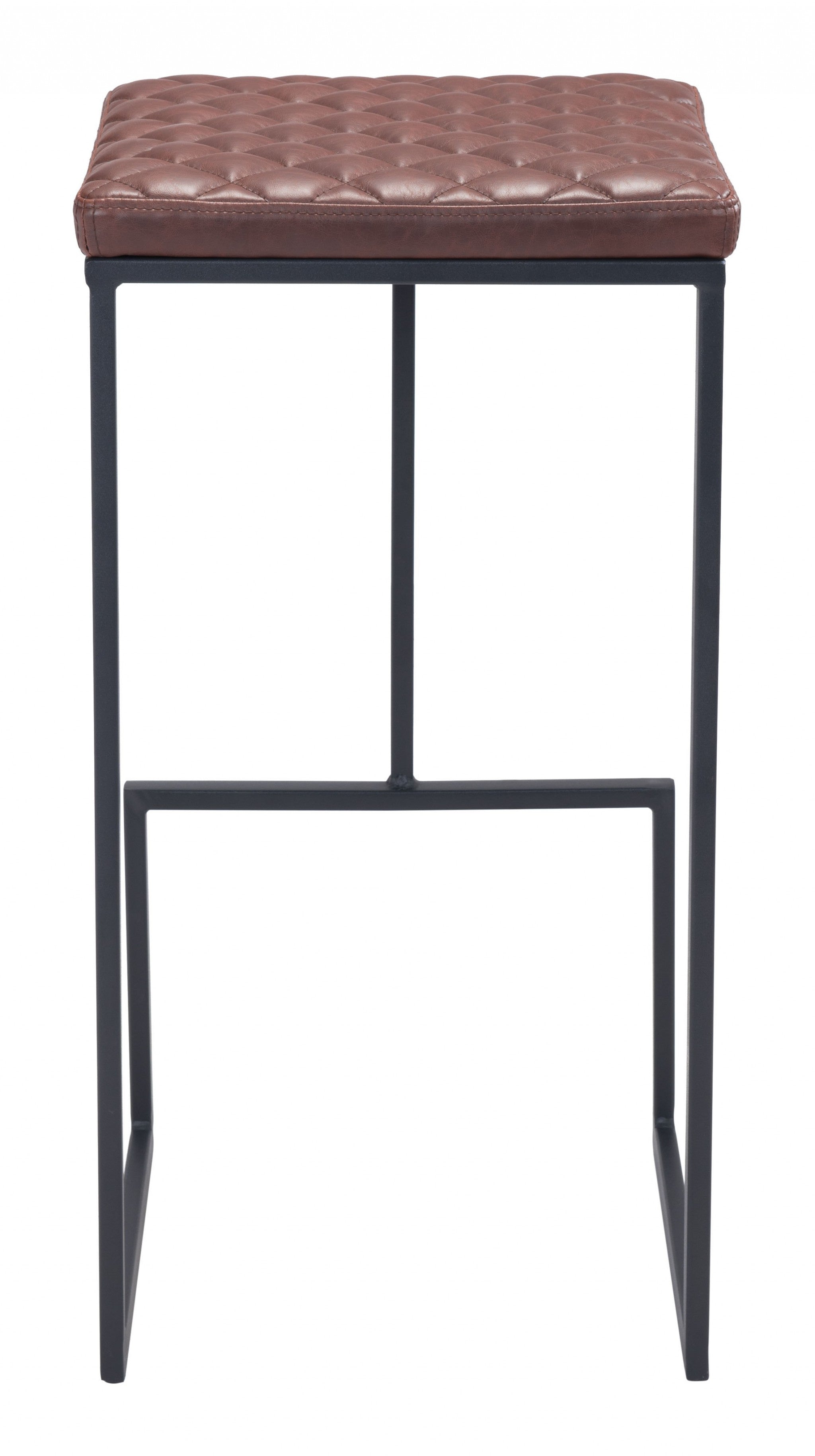 30" Brown And Black Steel Backless Bar Height Chair With Footrest