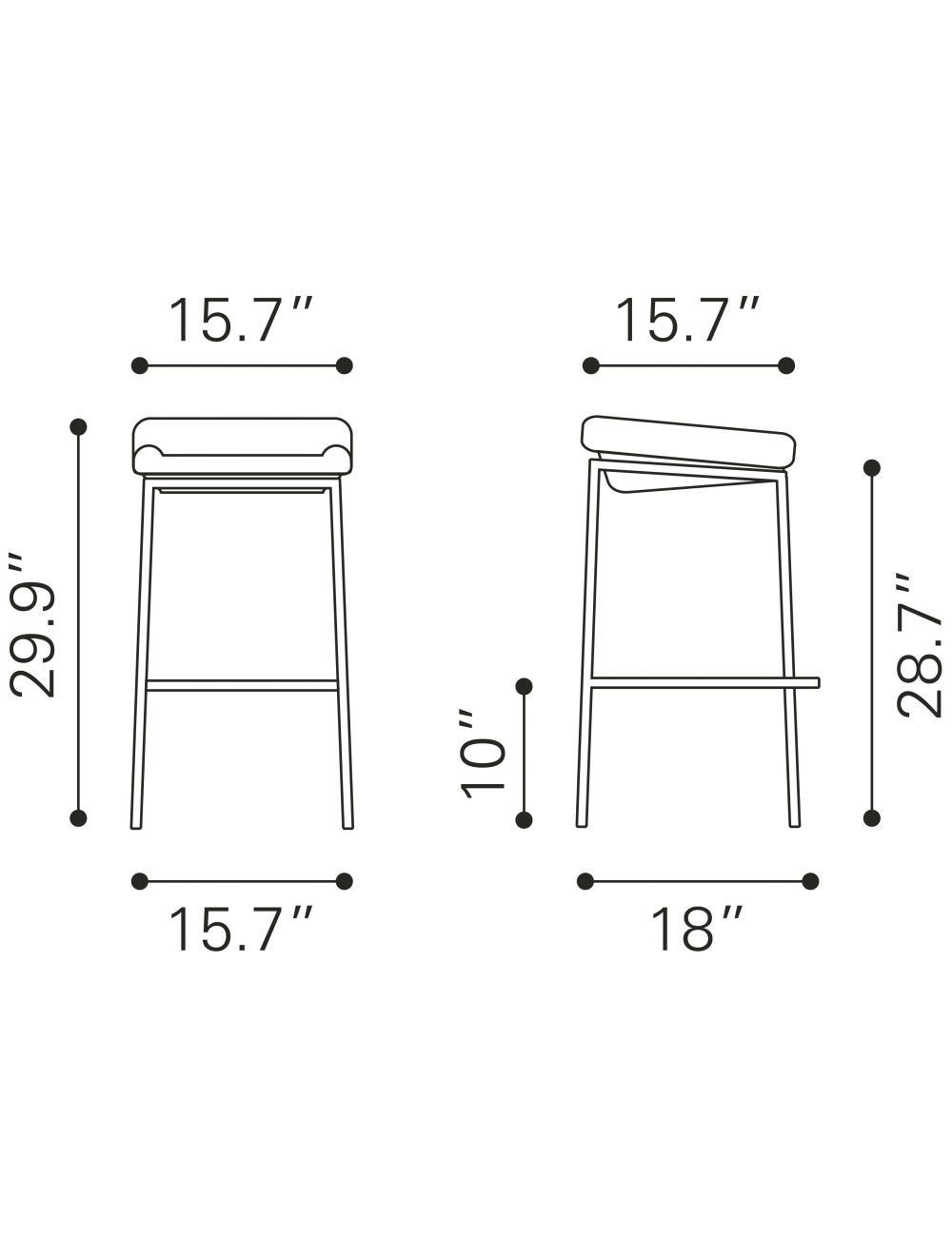 兩件套 30 英寸灰色和銀色鋼製無靠背吧台高椅子帶腳凳