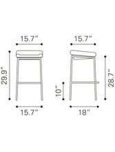 兩件套 30 英寸灰色和銀色鋼製無靠背吧台高椅子帶腳凳