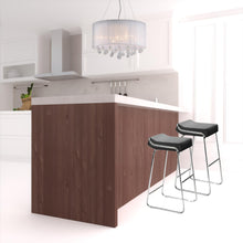 兩件套 33 英寸黑色人造皮革和鍍鉻無背吧台高椅子