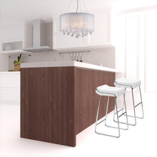 兩把 33 英寸白鋼無靠背椅子帶腳踏板一套