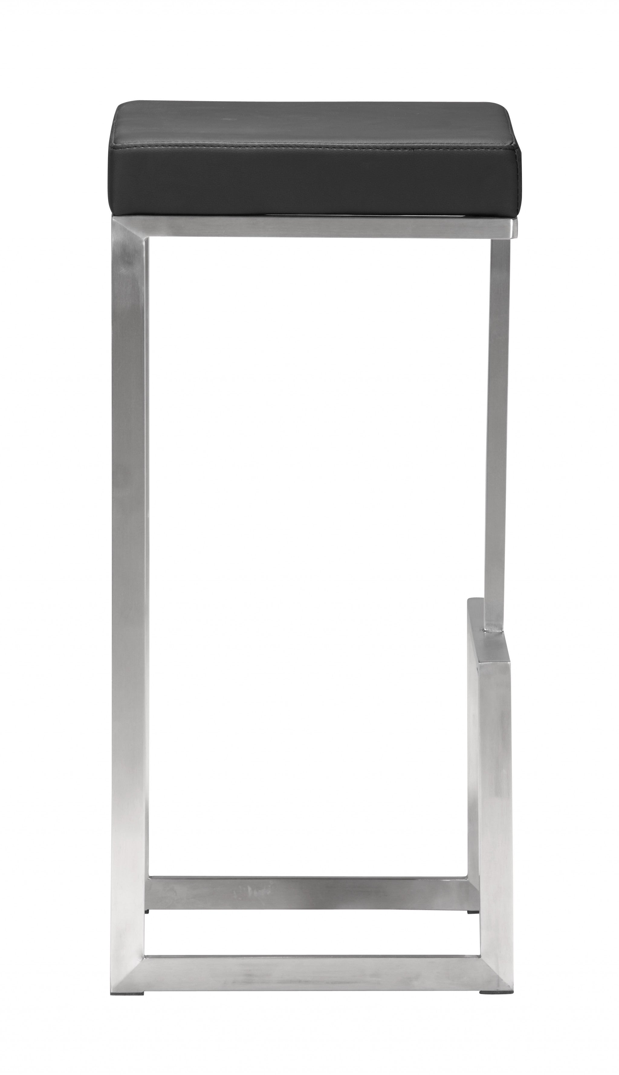 兩件套 30 英寸黑色和銀色鋼製無靠背吧台高椅子帶腳凳