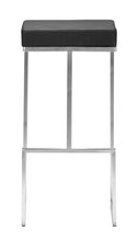兩件套 30 英寸黑色和銀色鋼製無靠背吧台高椅子帶腳凳