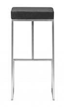 兩件套 30 英寸黑色和銀色鋼製無靠背吧台高椅子帶腳凳