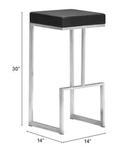 兩件套 30 英寸黑色和銀色鋼製無靠背吧台高椅子帶腳凳