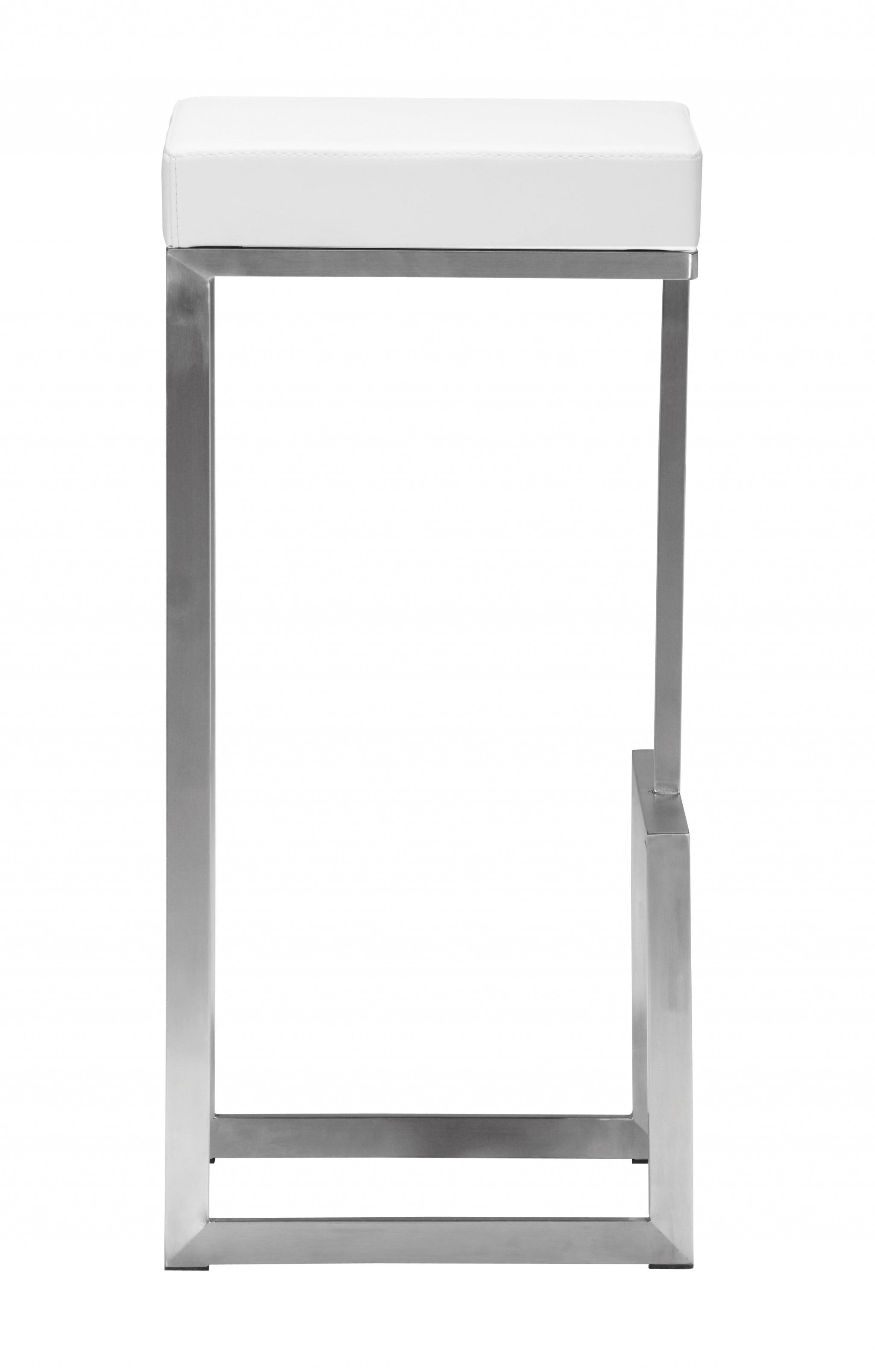 White And Silver Steel Backless Bar Height Chairs With Footrest Set Of Two 30"