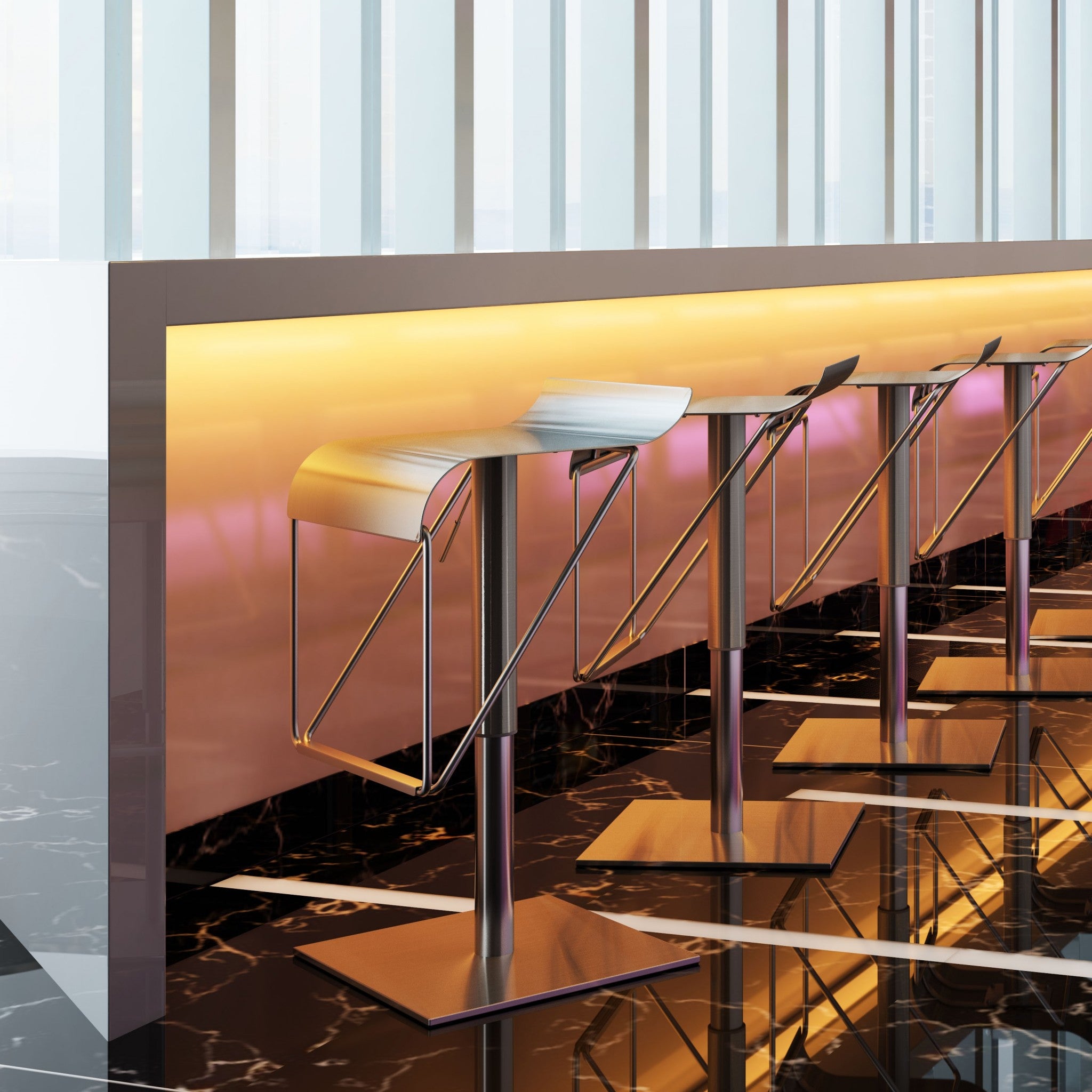 22" Silver Swivel Backless Bar Height Chair With Footrest