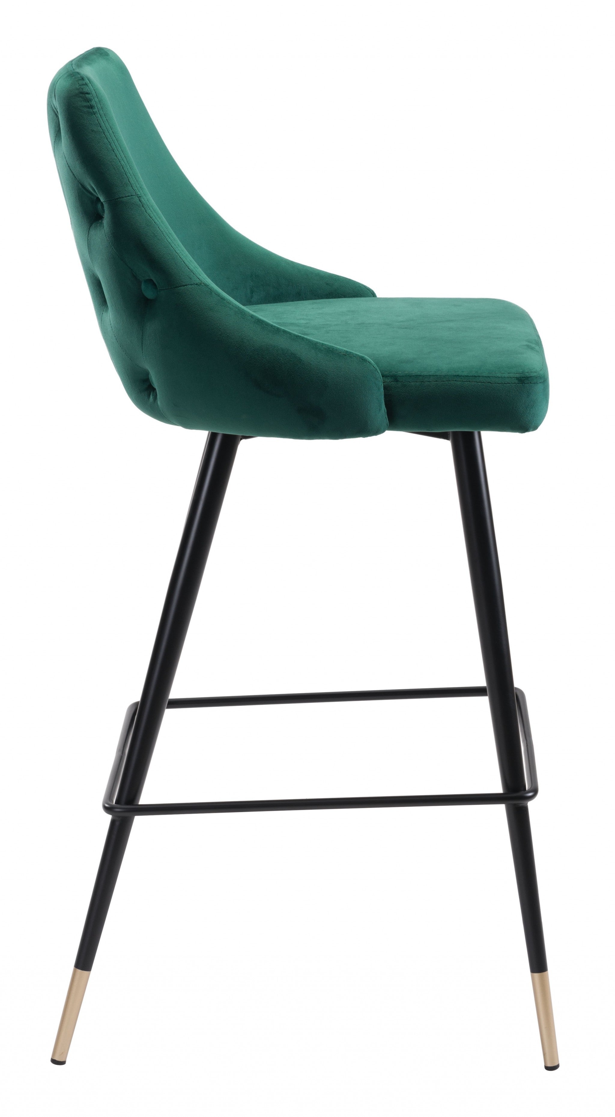 41" Green And Black Steel Low Back Bar Height Chair With Footrest
