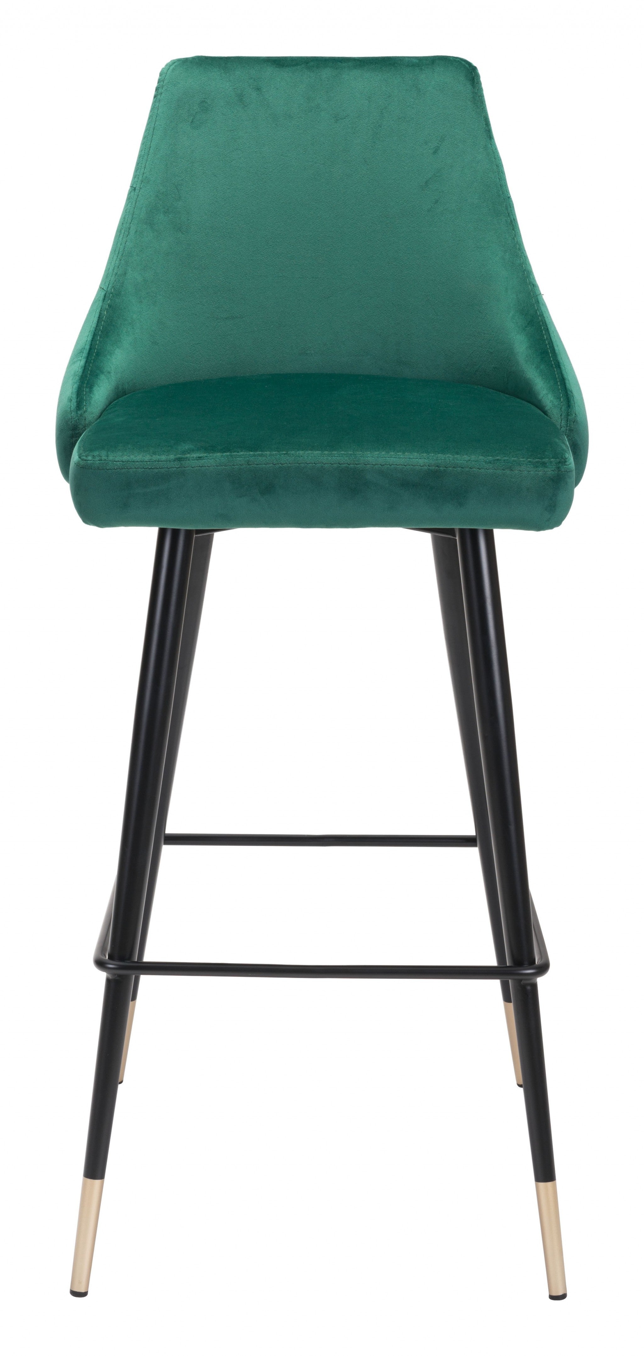 41" Green And Black Steel Low Back Bar Height Chair With Footrest
