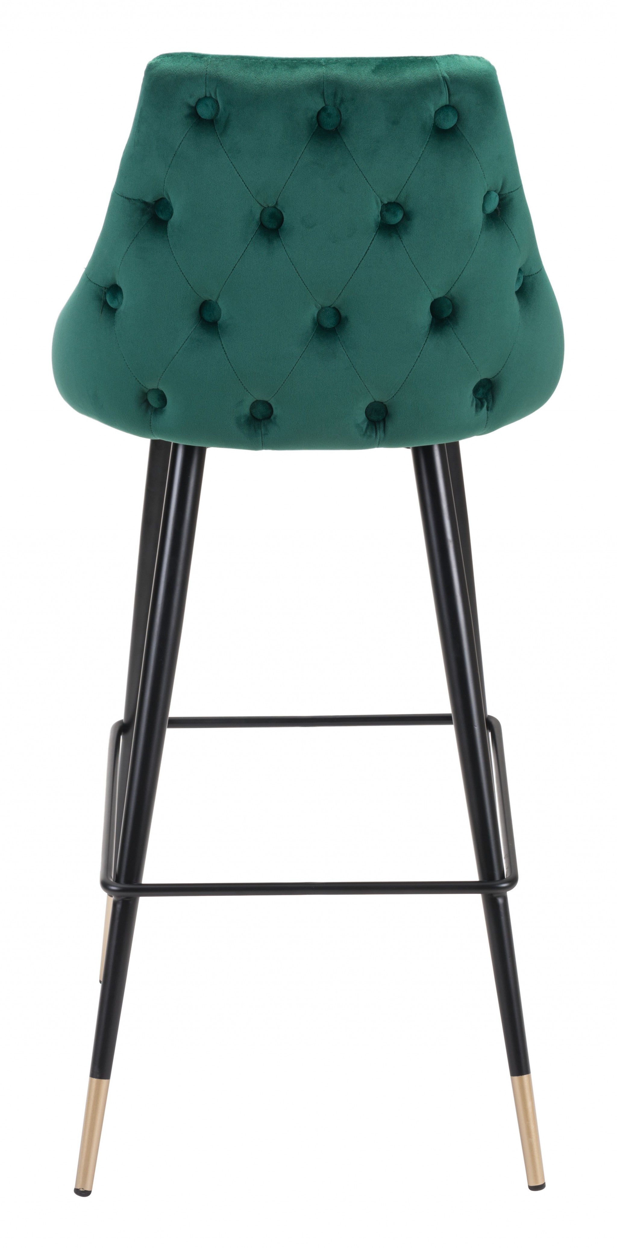 41" Green And Black Steel Low Back Bar Height Chair With Footrest
