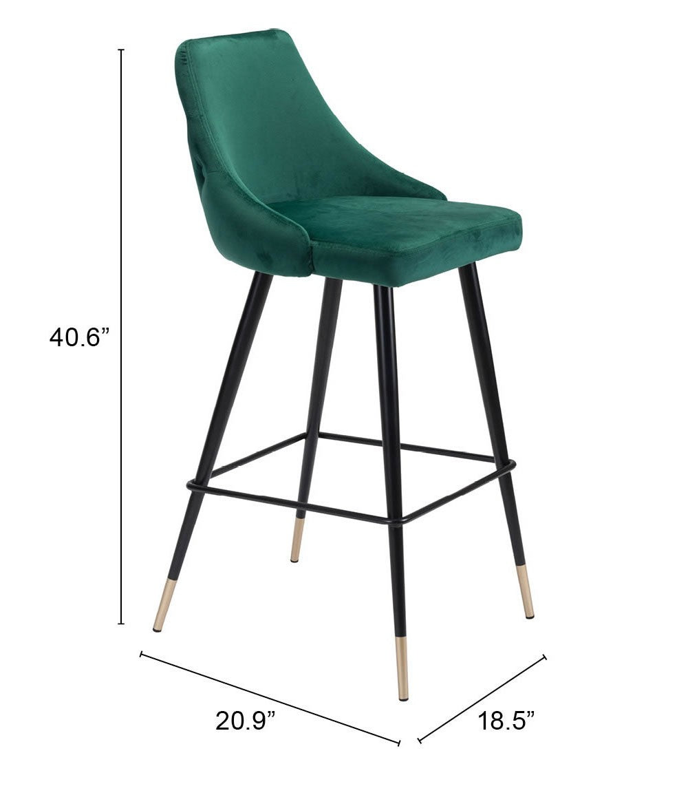41" Green And Black Steel Low Back Bar Height Chair With Footrest