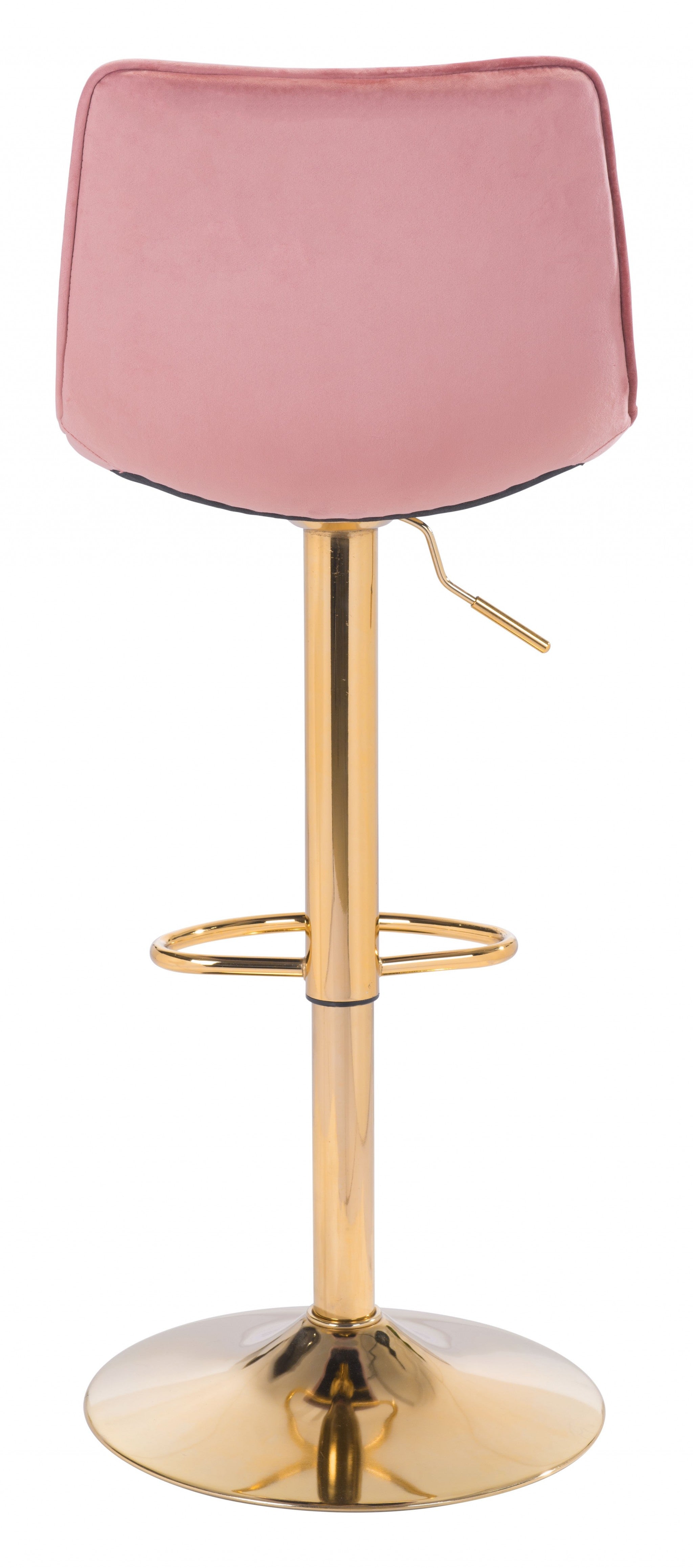 35" Pink And Gold Steel Swivel Low Back Counter Height Bar Chair With Footrest