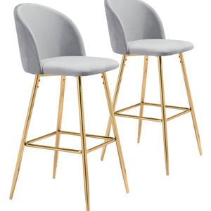 41" Gray And Gold Steel Low Back Bar Height Chair With Footrest