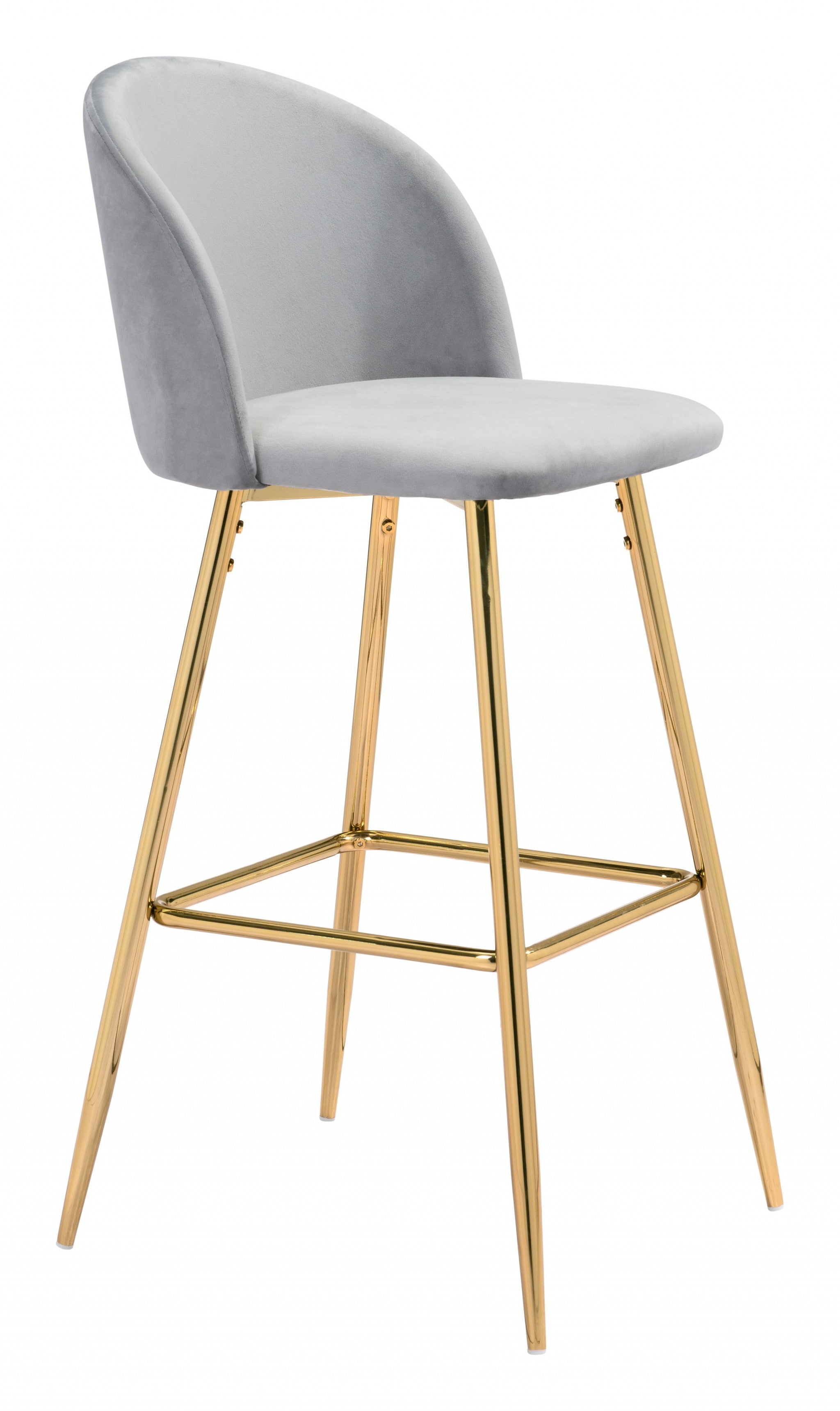 41" Gray And Gold Steel Low Back Bar Height Chair With Footrest