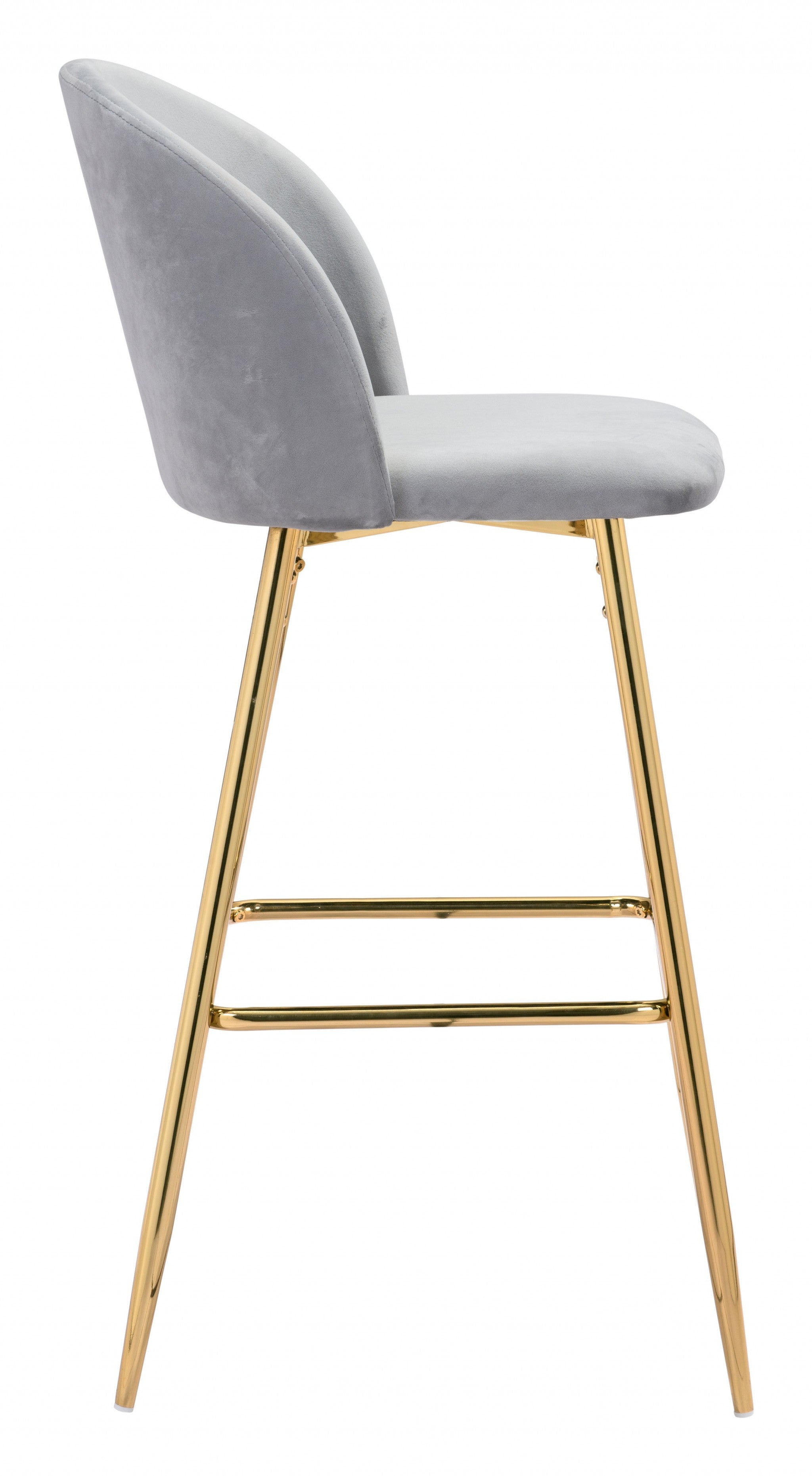 41" Gray And Gold Steel Low Back Bar Height Chair With Footrest