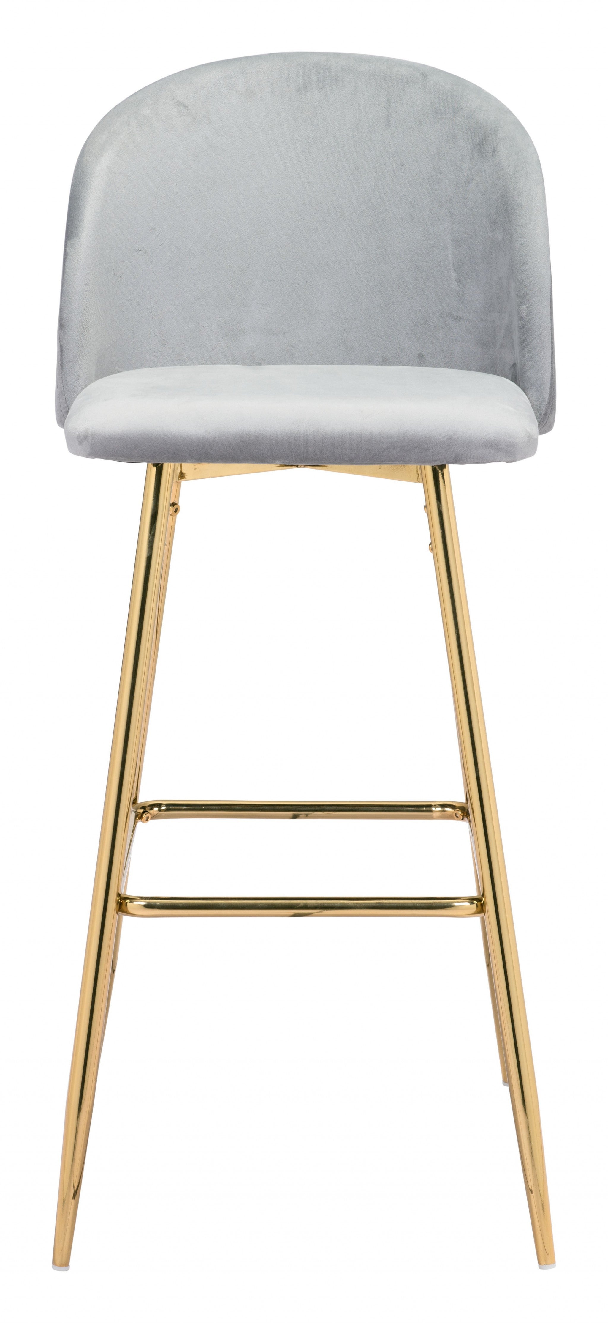 41" Gray And Gold Steel Low Back Bar Height Chair With Footrest