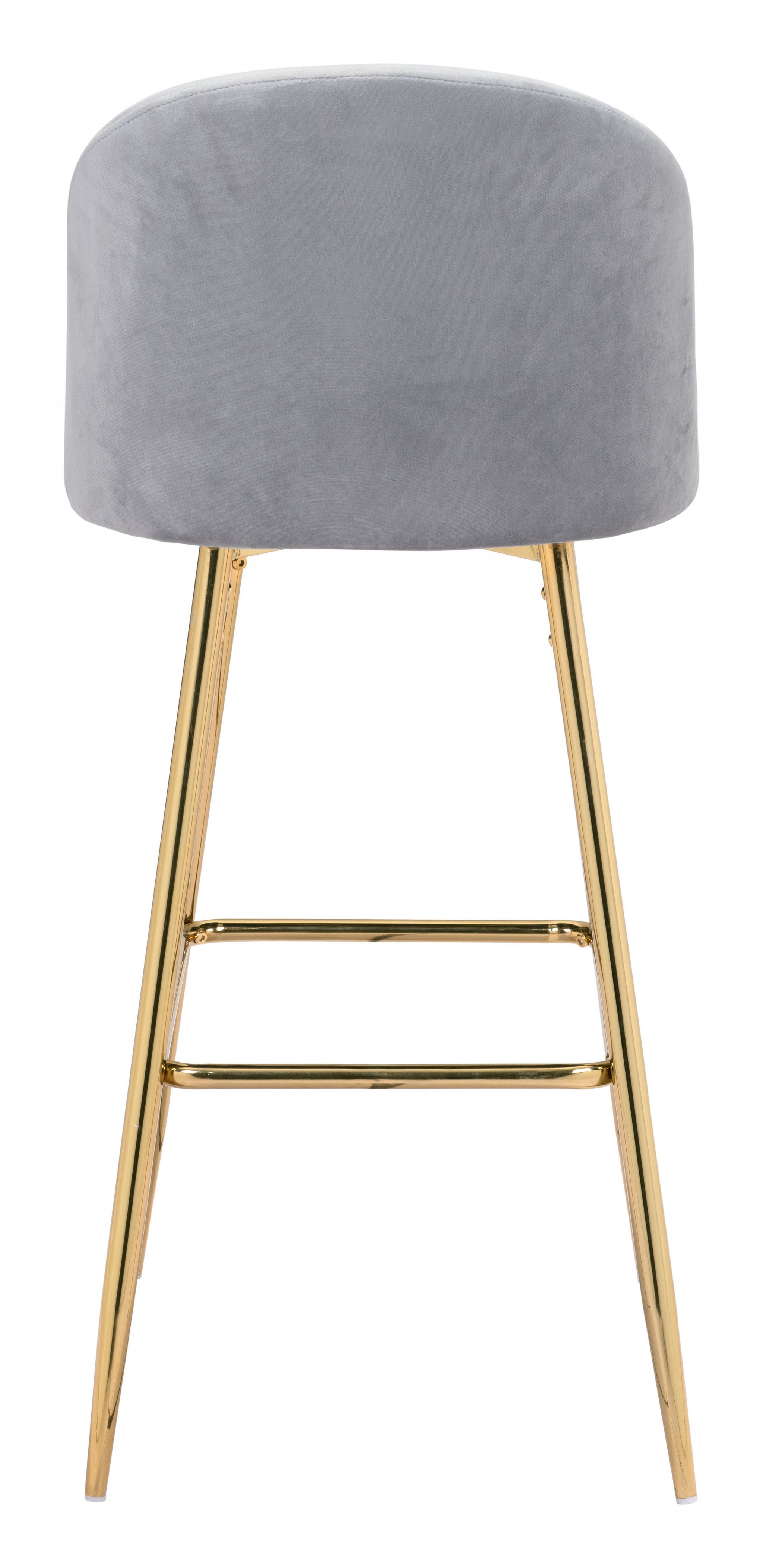 41" Gray And Gold Steel Low Back Bar Height Chair With Footrest
