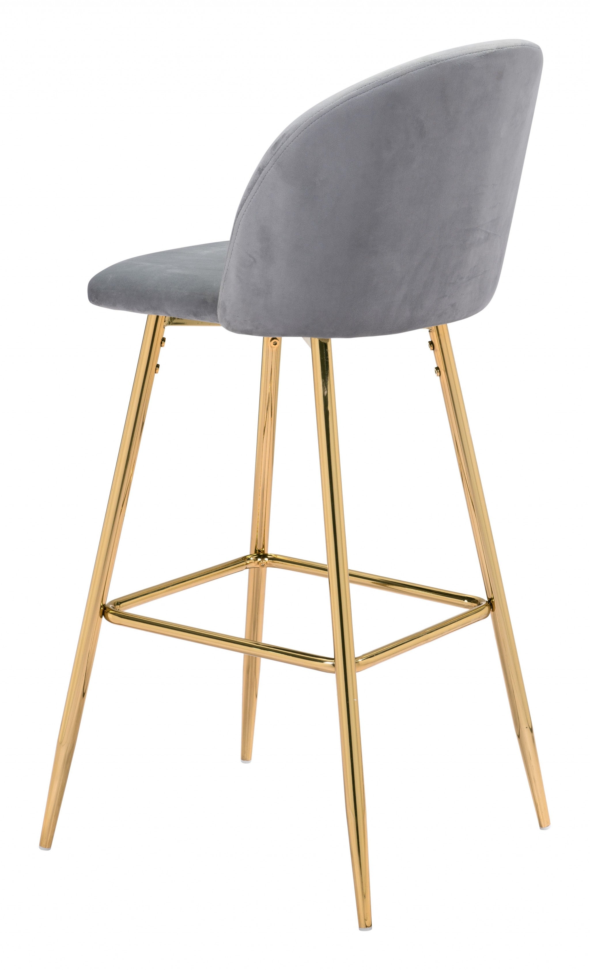 41" Gray And Gold Steel Low Back Bar Height Chair With Footrest