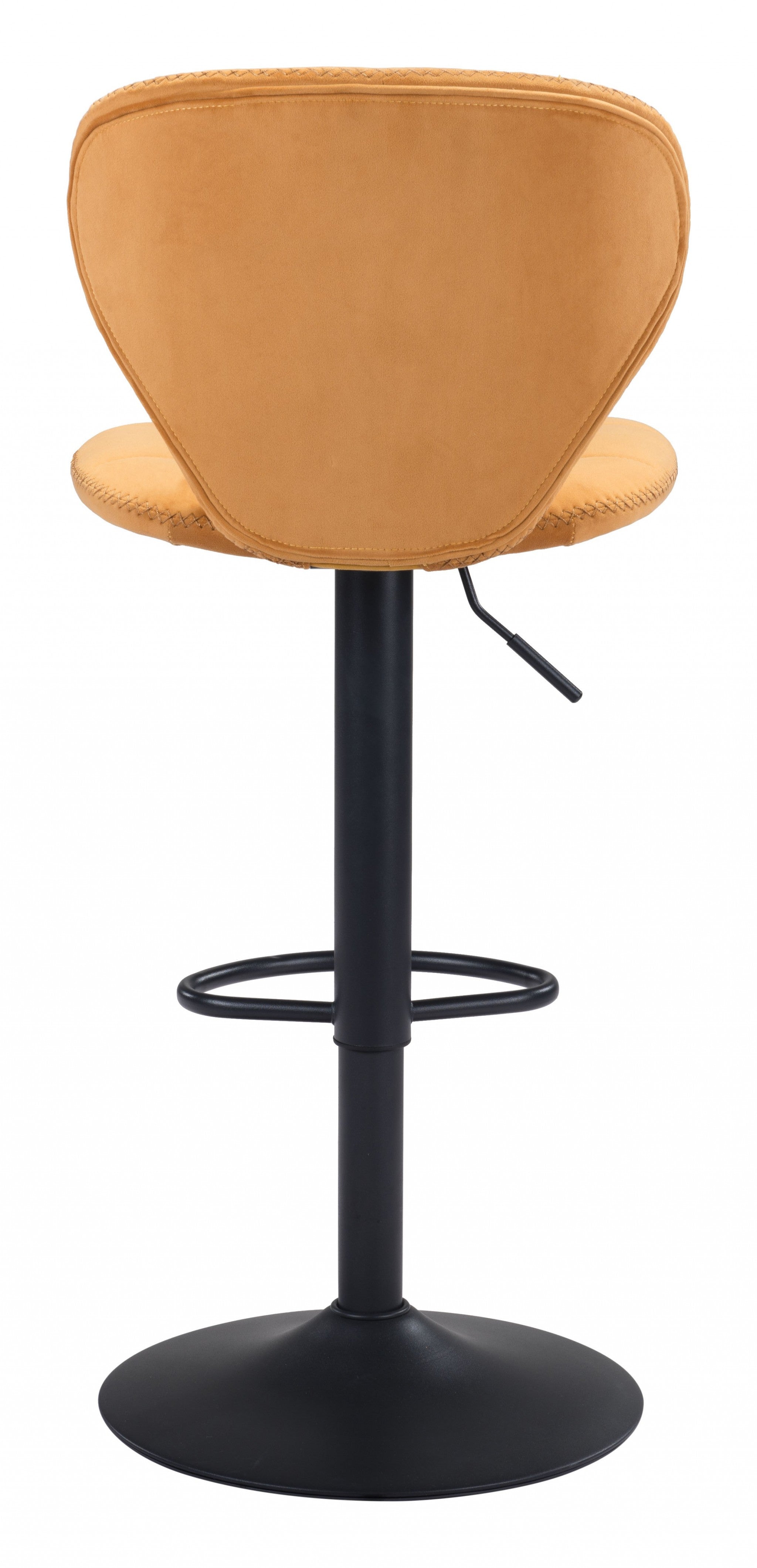 35" Yellow And Black Steel Swivel Low Back Counter Height Bar Chair With Footrest