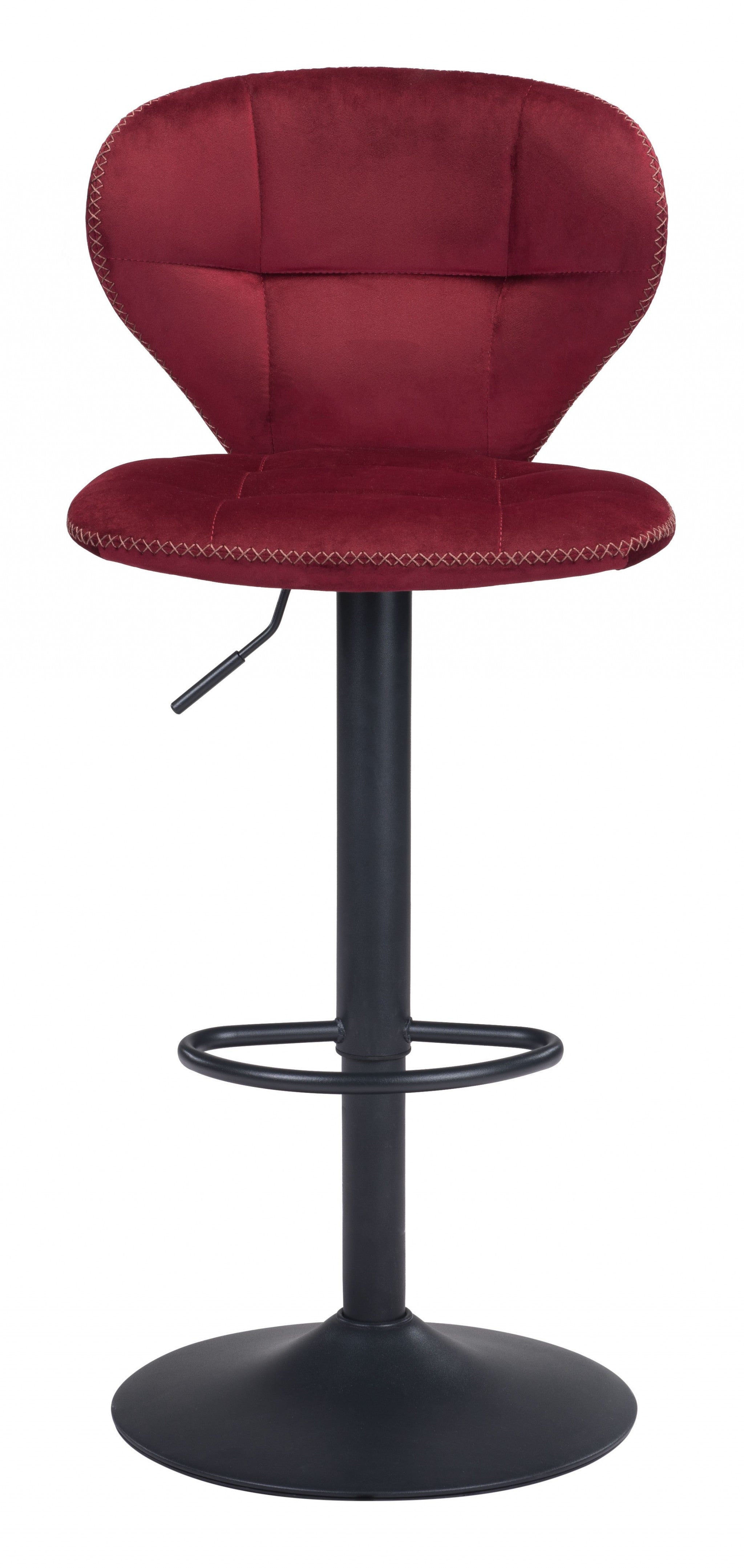 35" Red And Black Steel Swivel Low Back Counter Height Bar Chair With Footrest