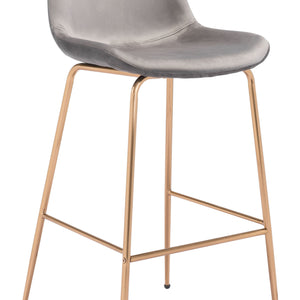 43" Gray Copper Steel Low Back Bar Height Chair With Footrest