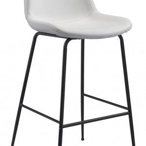 43" White And Black Steel Low Back Bar Height Chair With Footrest