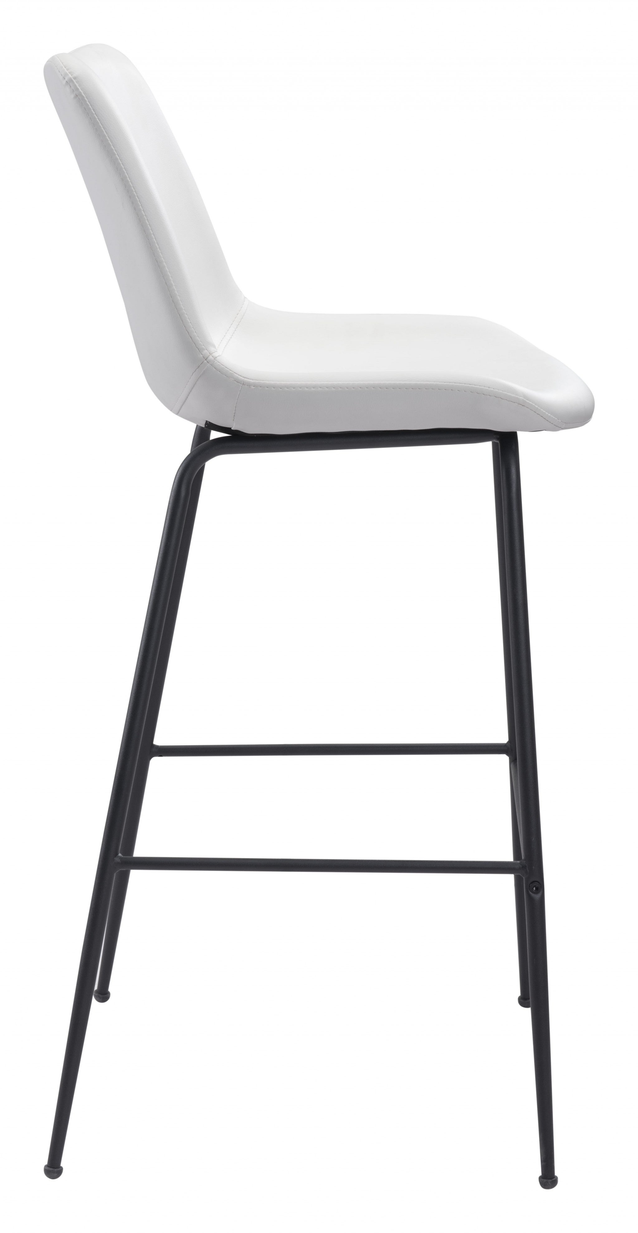 43" White And Black Steel Low Back Bar Height Chair With Footrest