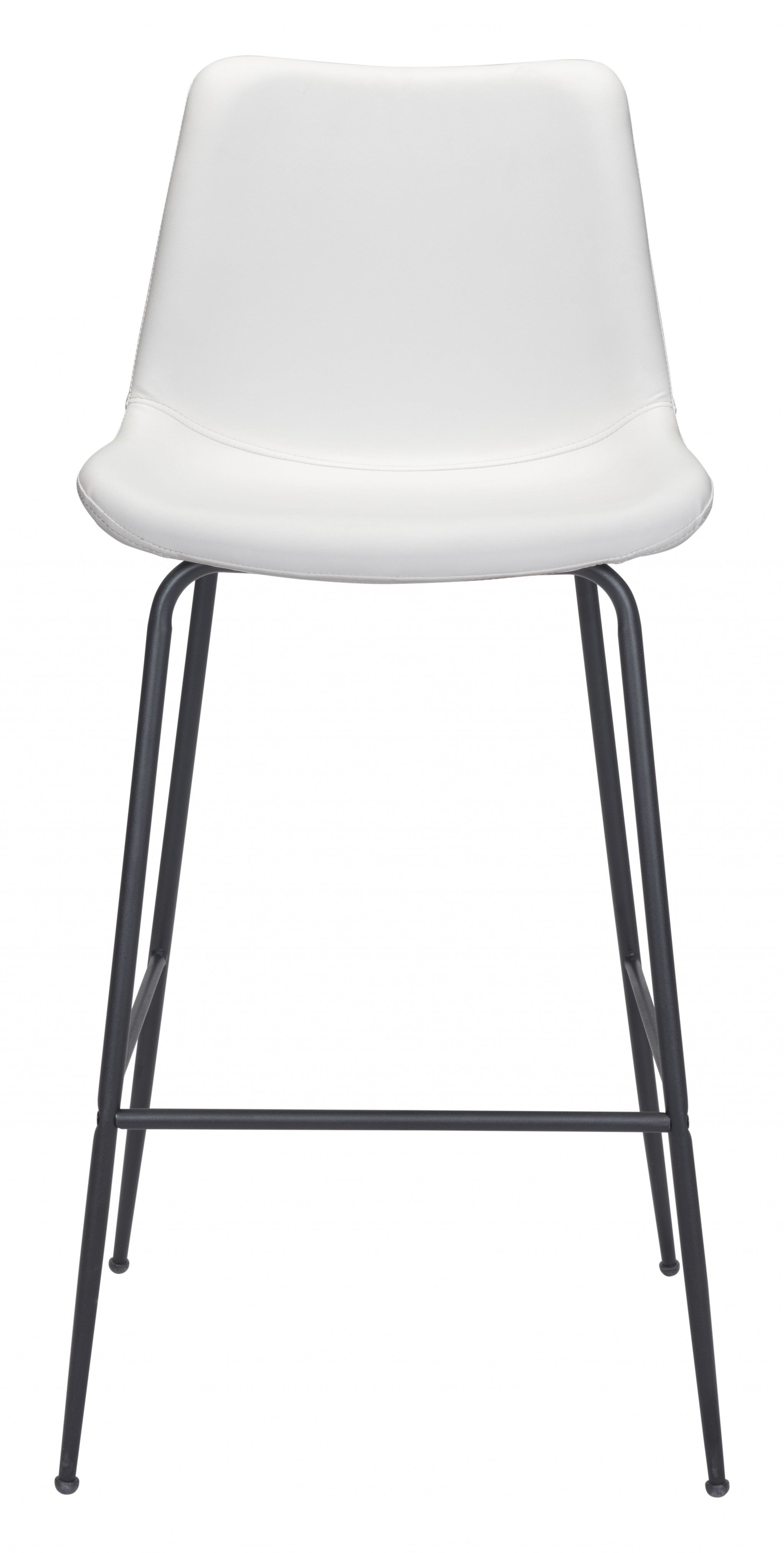 43" White And Black Steel Low Back Bar Height Chair With Footrest