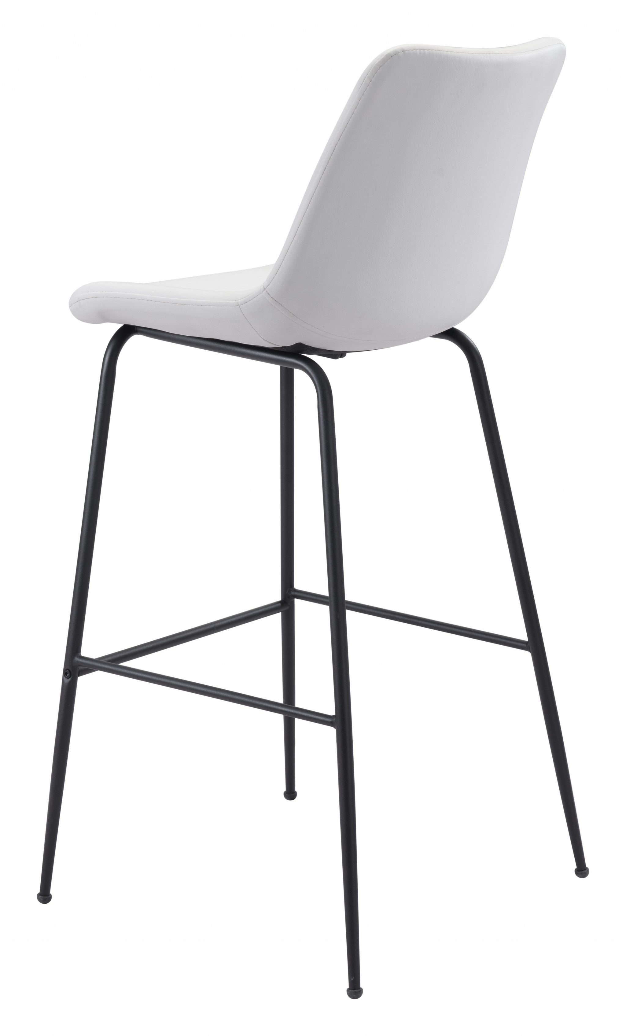 43" White And Black Steel Low Back Bar Height Chair With Footrest