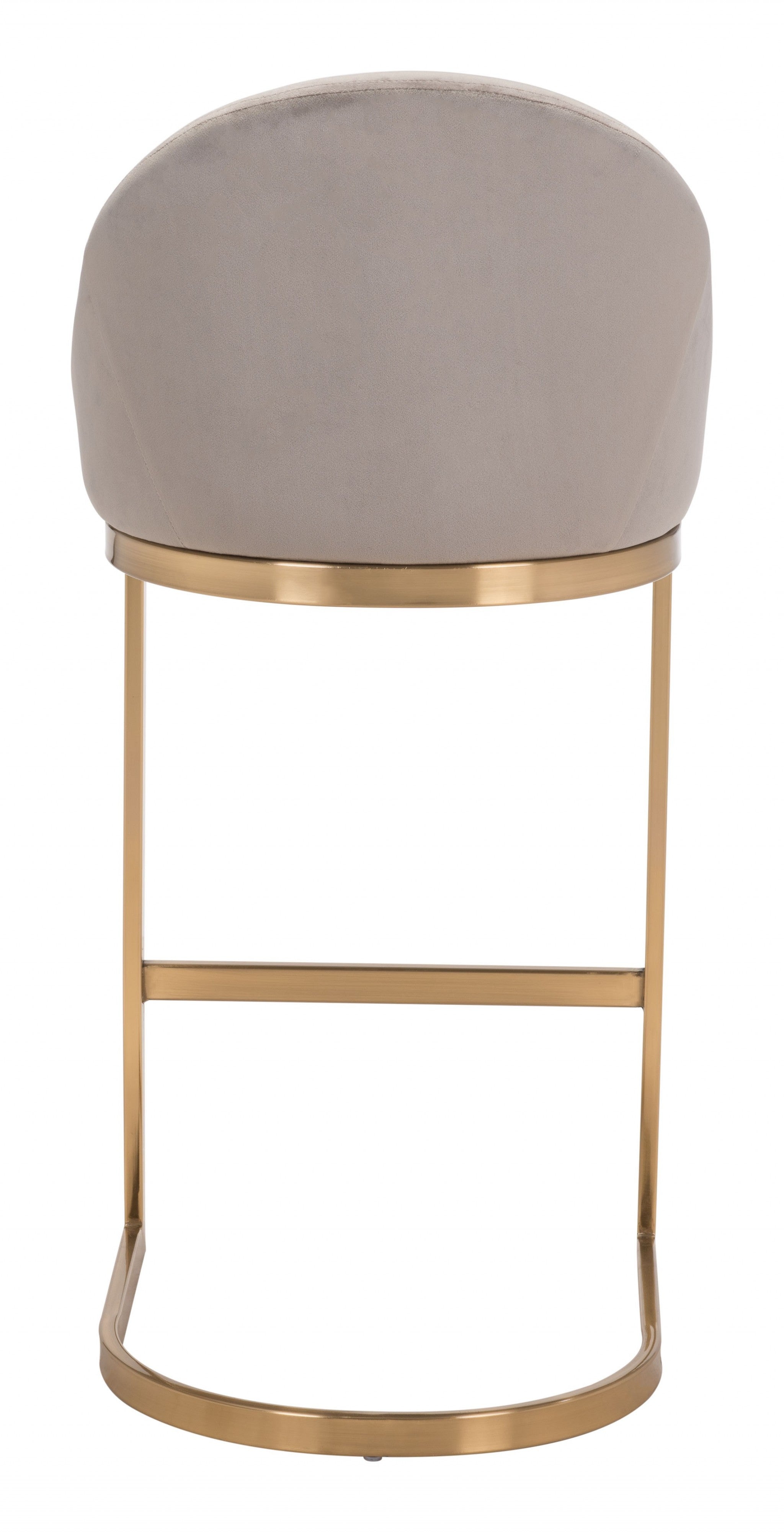 38" Gray And Gold Steel Low Back Bar Height Chair With Footrest