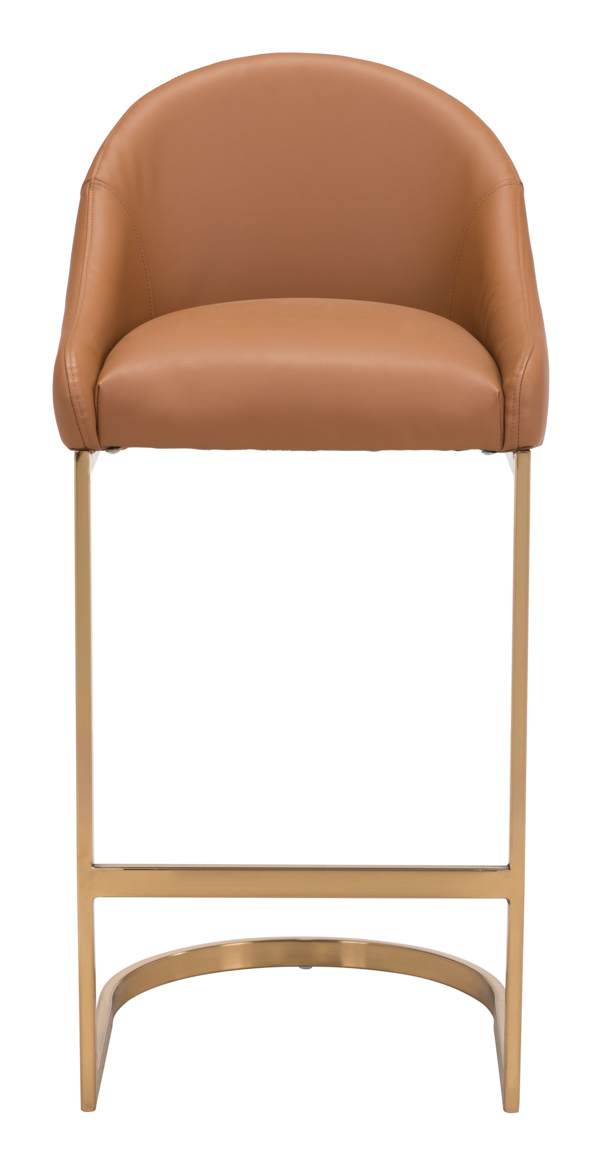 38" Tan And Gold Steel Low Back Bar Height Chair With Footrest