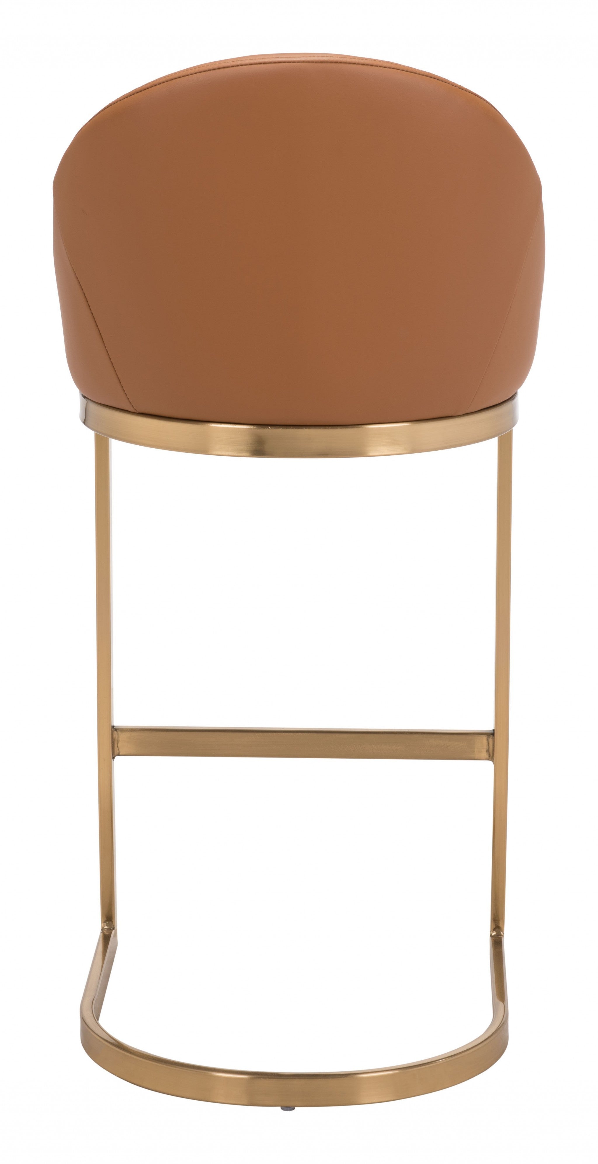 38" Tan And Gold Steel Low Back Bar Height Chair With Footrest