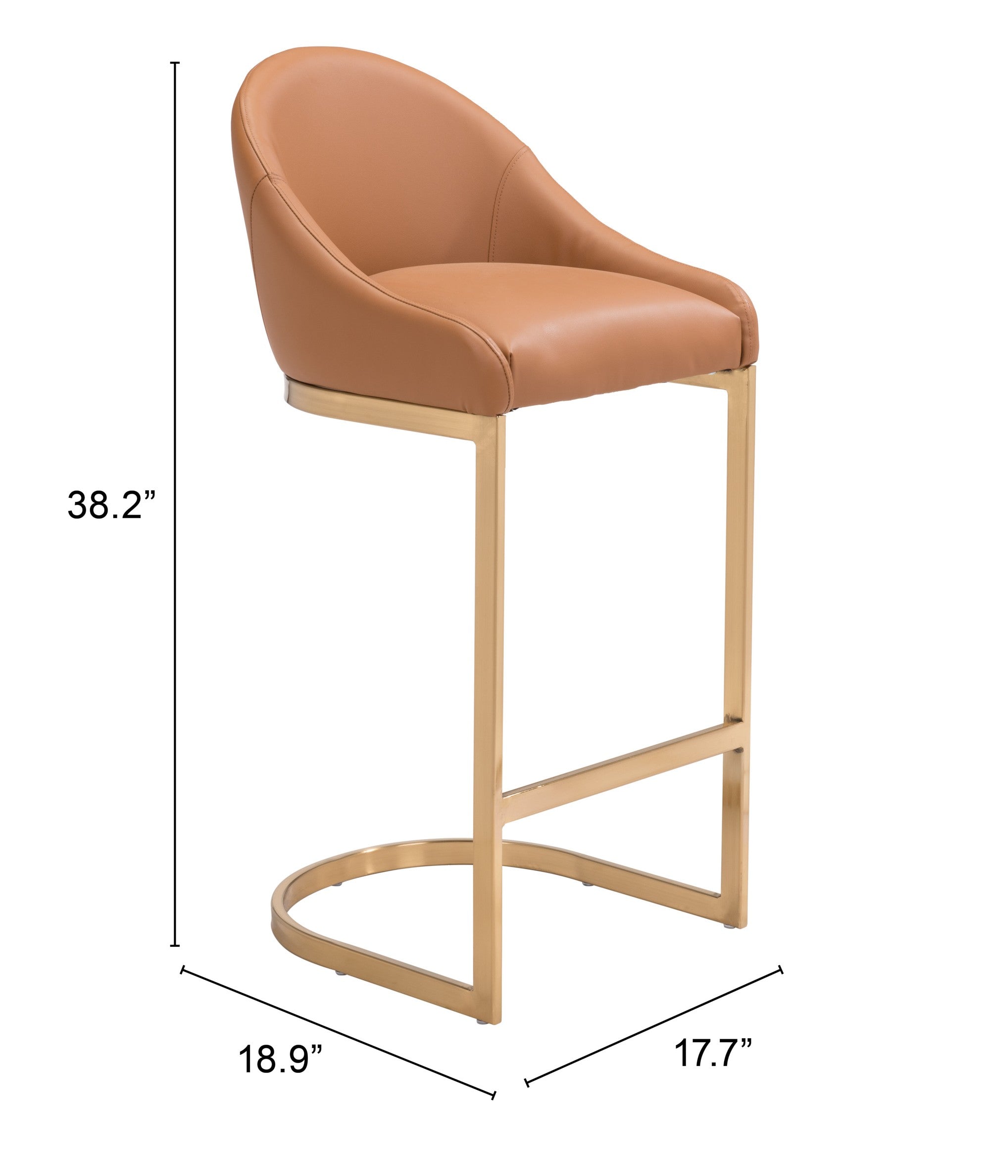38" Tan And Gold Steel Low Back Bar Height Chair With Footrest