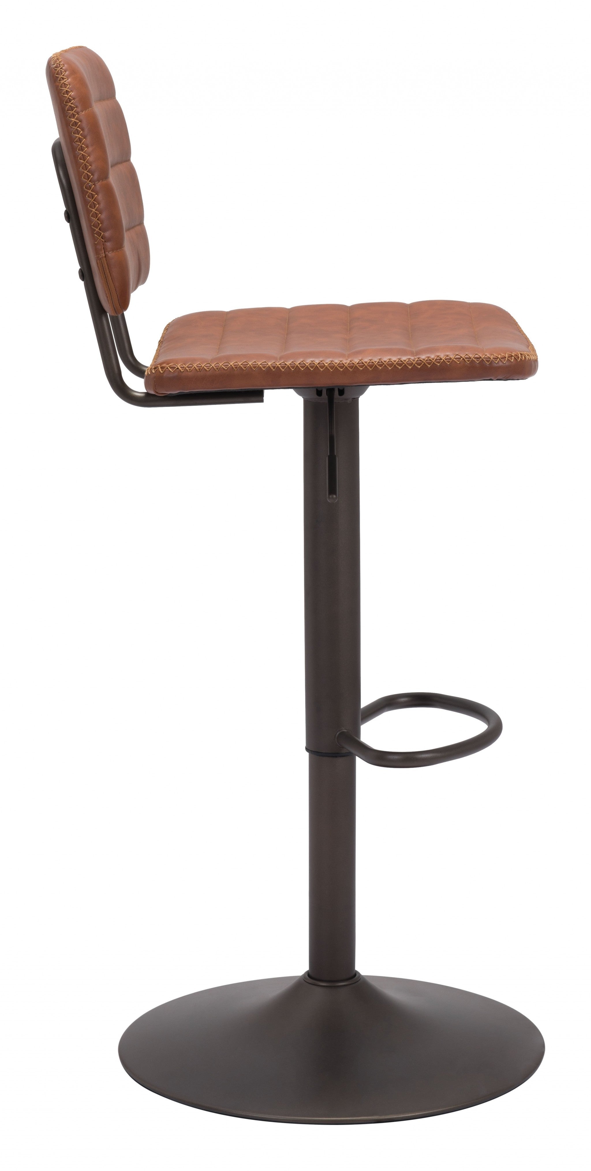 43" Brown And Black Steel Swivel Low Back Counter Height Bar Chair With Footrest