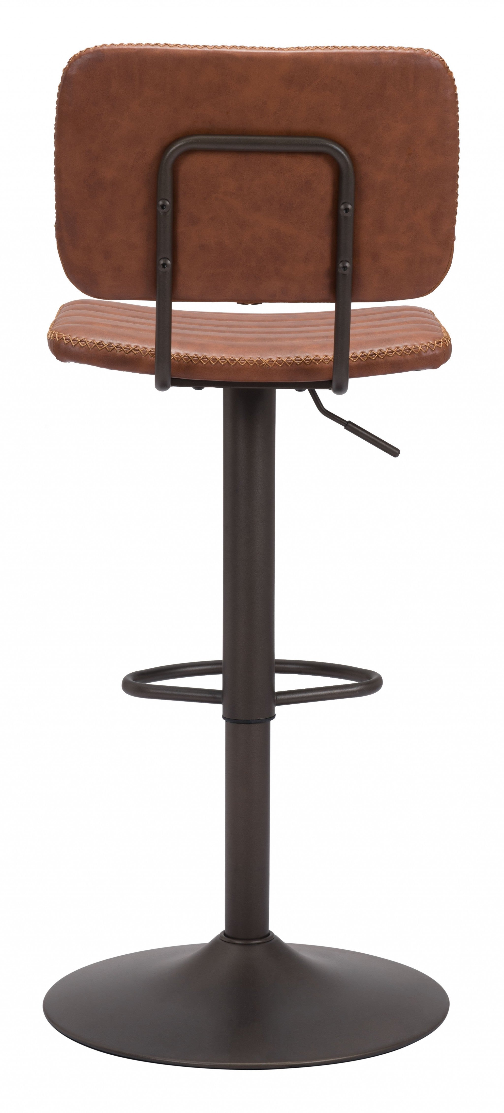 43" Brown And Black Steel Swivel Low Back Counter Height Bar Chair With Footrest