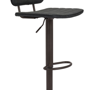 43" Black Steel Swivel Low Back Counter Height Bar Chair With Footrest