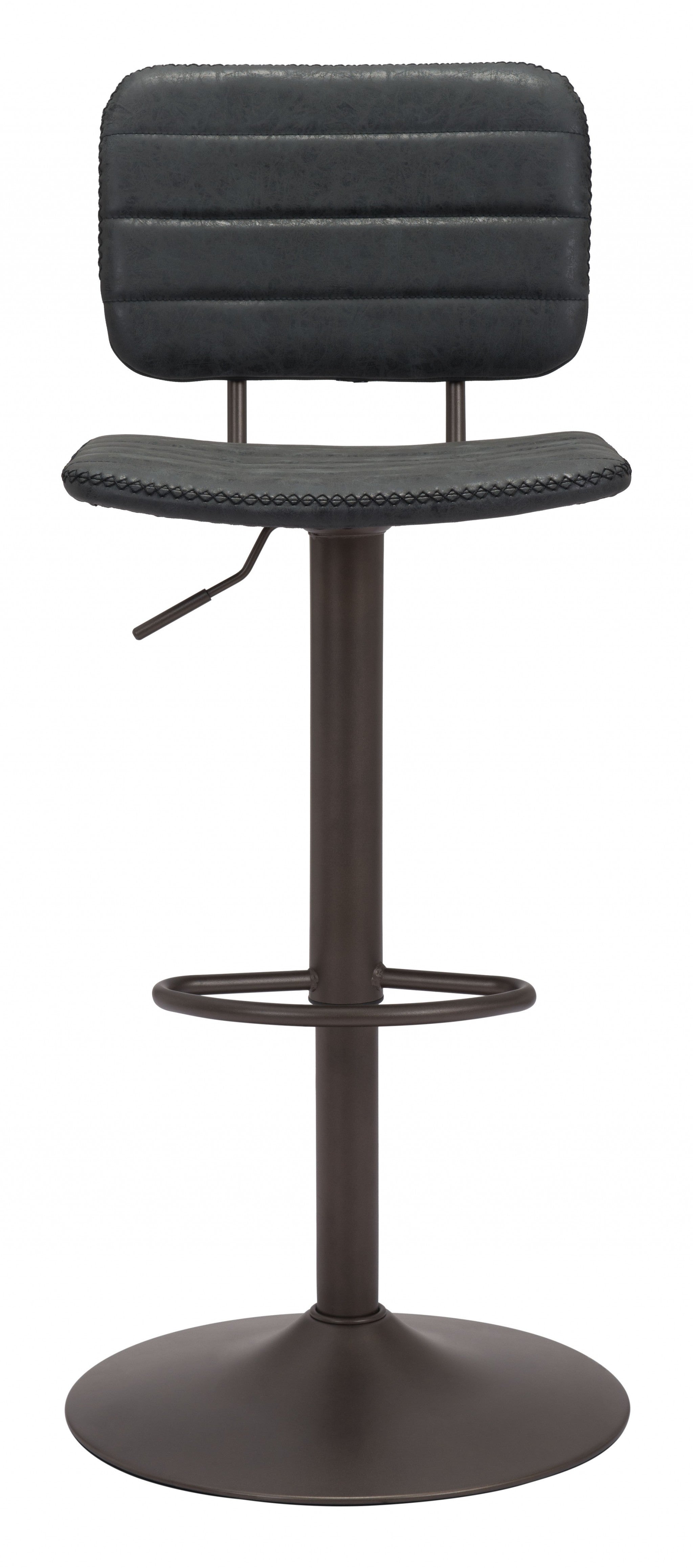 43" Black Steel Swivel Low Back Counter Height Bar Chair With Footrest