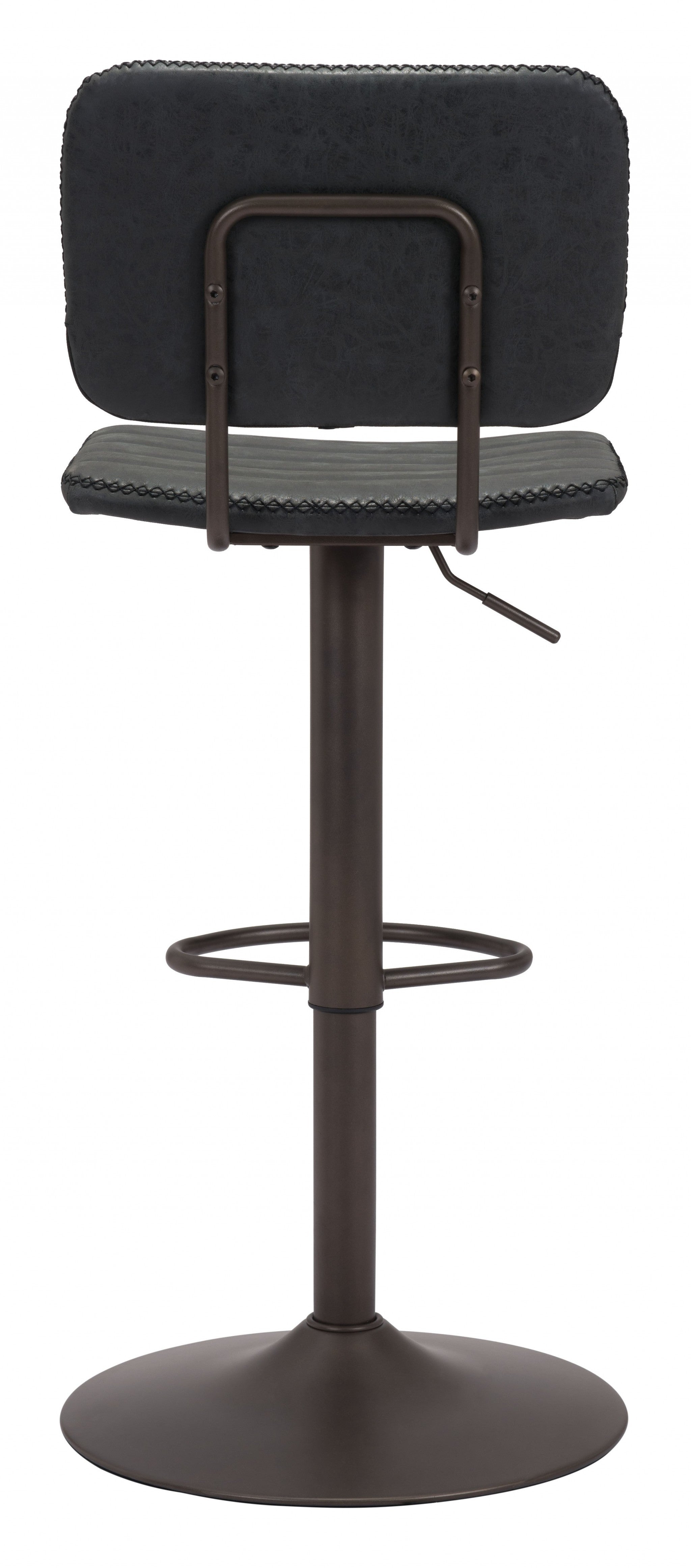 43" Black Steel Swivel Low Back Counter Height Bar Chair With Footrest