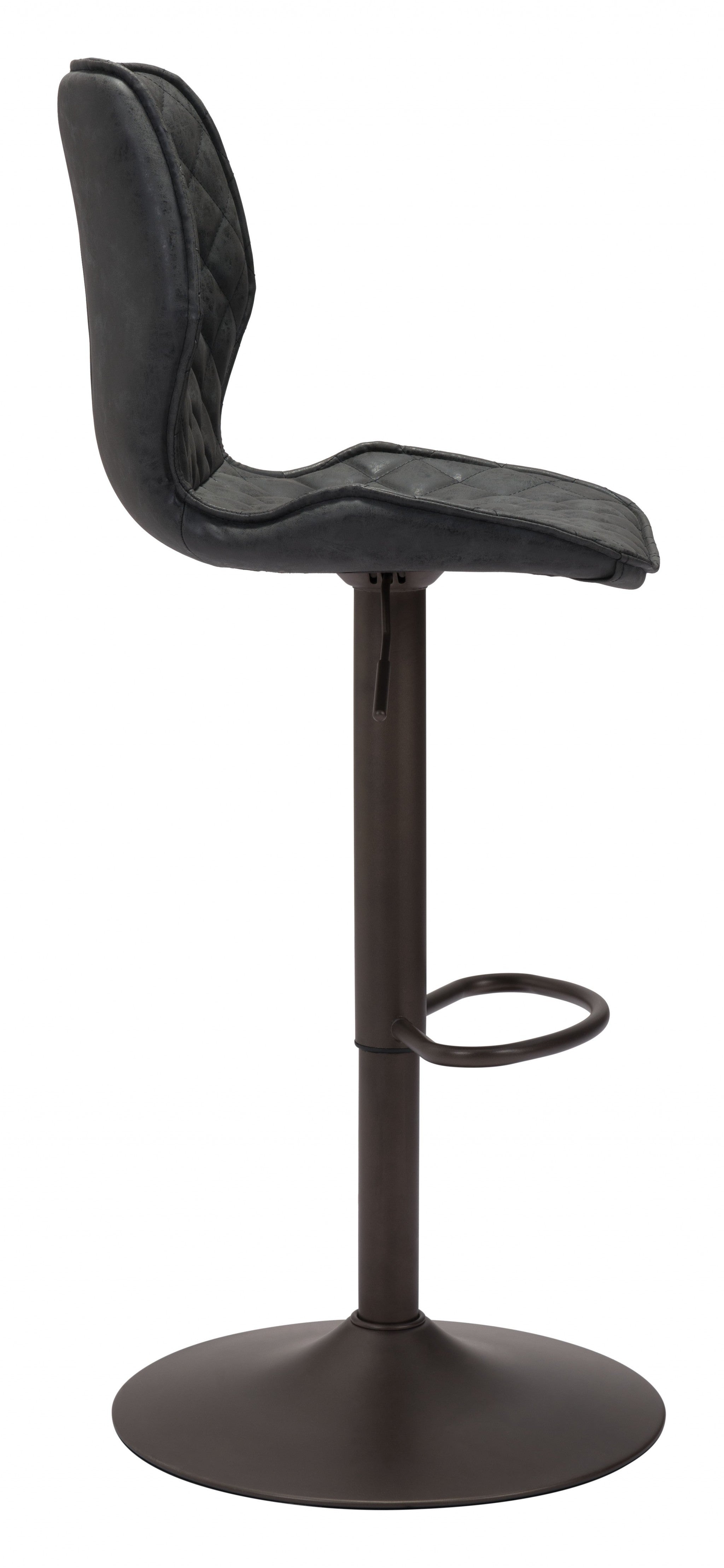 45" Black Steel Swivel Low Back Counter Height Bar Chair With Footrest