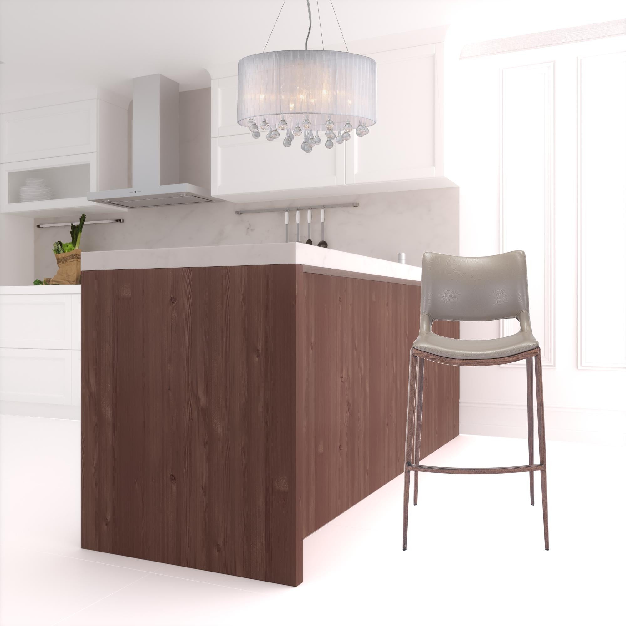 灰色人造皮革和濃縮咖啡 Mod Ergo 吧椅兩件套