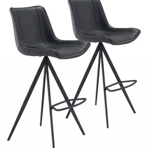 兩件套 42 英寸黑鋼低背吧台高椅子，帶腳踏板