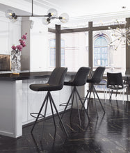 兩件套 42 英寸黑鋼低背吧台高椅子，帶腳踏板