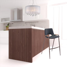 兩件套 39 英寸黑色和棕色鋼製低背吧台高椅子，帶腳凳